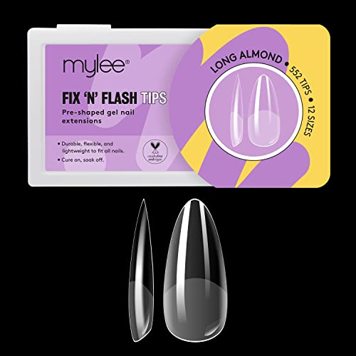 Mylee Fix & Flash Soft Gel Tips – Weiche Gel-Nagelspitzen mit Vollständiger Abdeckung, Gel-Nagelextensions, Flexibel und Widerstandsfähig, 12 Verschiedene Größen, 552 Stück