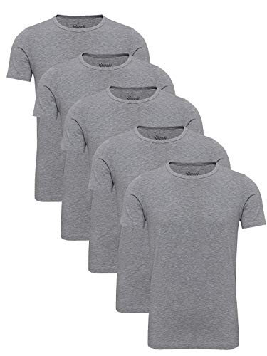 Yazubi Herren T-Shirts 5er Pack Mythic - Sommer Rundhals-Ausschnitt graues Slim Fit - Moderner Männer Tshirt melang, Grau (Dapple Gray 163907), XL
