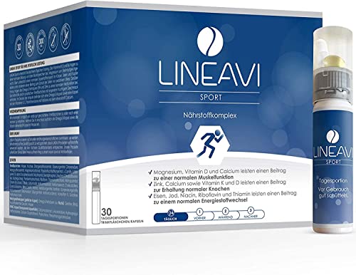 LINEAVI Sport, Nahrungsergänzungsmittel mit Vitaminen, Mineralstoffen und L-Carnitin, unterstützt den Zellschutz und das Elektrolytgleichgewicht, in Deutschland hergestellt, 30 Trinkampullen