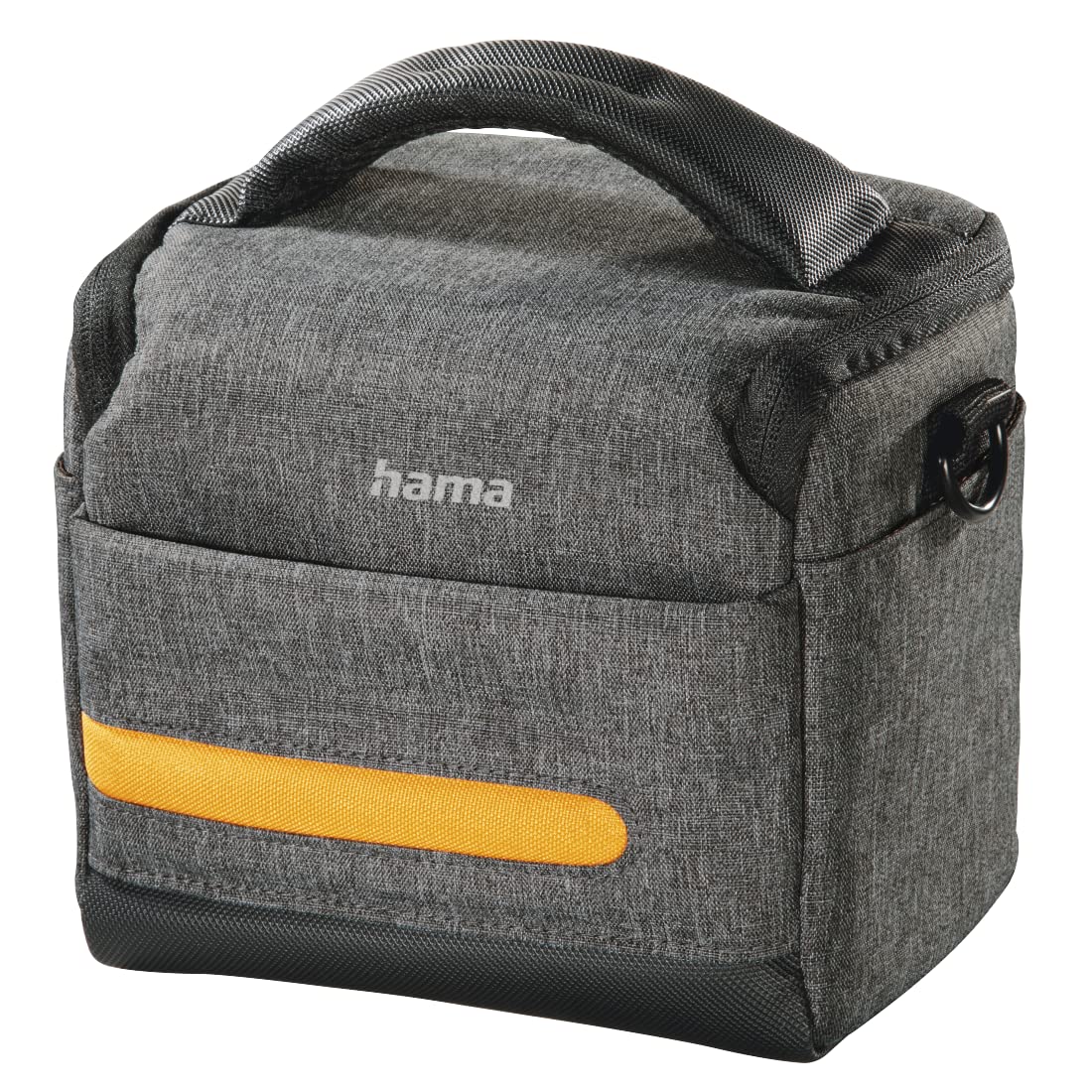 Hama Kameratasche „Terra“ aus Recycling-Polyester (Fototasche für Digitalkamera 15,5 x 10 x 13 cm, zum Umhängen als Schultertasche, Gürtelschlaufe für Bauchtasche, variable Inneneinteilung) grau