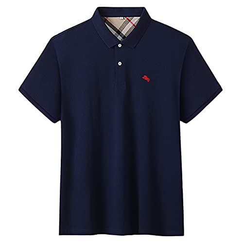 DongBao Herren Poloshirt aus100% Baumwolle Einfarbig Stickerei Kurzarm Polohemd 3xl-8xl