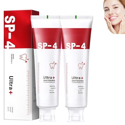 Sp-4 Ultra Whitening Toothpaste, Sp-4 Toothpaste, Sp-4 Super Probiotic-4 Toothpaste, Teeth Whitening Probiotic Toothpaste, Sp4 Probiotic Toothpaste Whitening, Fresh Breath (2pcs)