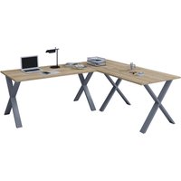 Eckschreibtisch Schreibtisch Computer Winkeltisch Lona T. 80 cm X Silber braun