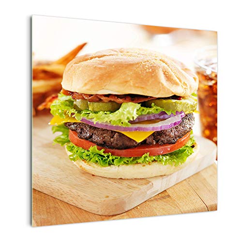 DekoGlas Küchenrückwand 'Saftiger Burger' in div. Größen, Glas-Rückwand, Wandpaneele, Spritzschutz & Fliesenspiegel
