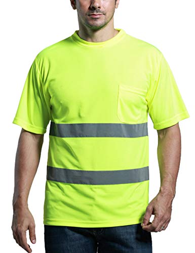 Panegy Reflektierendes Sicherheits-T-Shirt Kurzarm Hohe Sichtbarkeit Tees Tops mit Reflektorstreifen zum Laufen Motorrad Joggen
