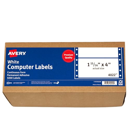 Avery 4022 Dot Matrix Versandetiketten, 1 x 1,2 cm, Weiß, 5000 Stück