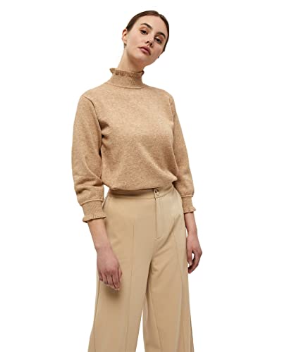 Minus Damen Ceceline Knit Pullover Sweater, 733 Light Leather Brown Melange, XL