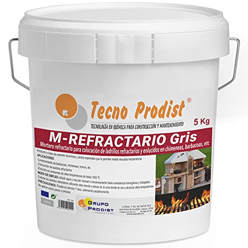 Tecno Prodist Schamottemörtel (5 kg), grau, speziell für Schamottsteine und Putze in Bereichen mit hohen Temperaturen wie Grills, Öfen oder Kamine.