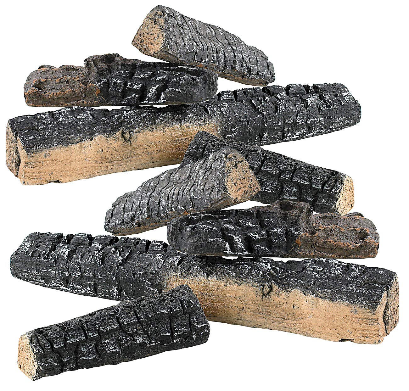 Carlo Milano Keramikholzscheite: 8er-Set Keramik-Dekorations-Holzscheite für Bioethanol-Öfen (Keramikholz für Gaskamin, Keramikholz für Ethanol Kamin, Feuerschale)