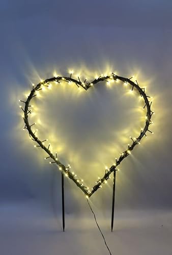 Weihnachtsdeko außen Figuren Herz - Weihnachtsdeko Beleuchtung - Weihnachtsbeleuchtung außen Figur - Spart Energie dank LED - 60 x 58 cm - Für schöne Lichteffekte
