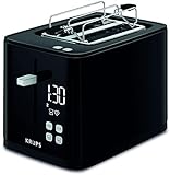 Krups KH641810 Smart'n Light Toaster | Zwei-Scheiben-Toaster | Digitaldisplay | 7 Bräunungsstufen | herausnehmbare Krümelschublade | Countdown | Anhebevorrichtung | Schwarz
