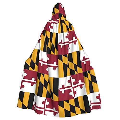 WURTON Kapuzenumhang mit Flagge von Maryland, für Erwachsene, Karneval, Hexe, Cosplay, Kostüm, Karneval, Partyzubehör, 185 cm