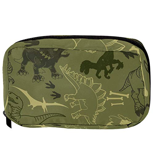 Kosmetiktaschen Camouflage Dinosaurier Fledermaus und Knochen Praktische Kulturtasche Reisetasche Oragniser Make-up Tasche für Frauen Mädchen