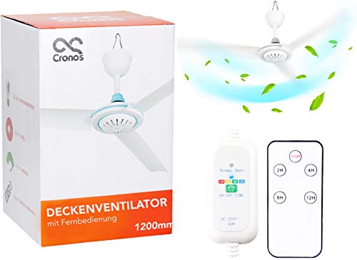 Cronos Deckenventilator + Fernbedienung – Durchmesser: 120cm – Bedienfeld - Energiesparend – Hohe Effizienz – 3-Blatt-Lüfter