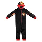 Manchester United FC - Jungen Schlafanzug-Einteiler aus Fleece - Offizielles Merchandise - Geschenk für Fußballfans - 12-13 Jahre