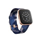 Fitbit Versa 2, Special Edition, Gesundheits- und Fitness-Smartwatch mit Alexa Sprachsteuerung, Schlafindex und Musikfunktion, inklusive Zusatzband in Nachtblau, Marineblau/Rosa