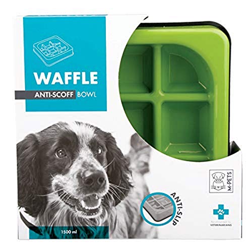 M-PETS MPets 10504108 Anti-Schling-Hundenapf Fressnapf aus Melamin Waffle, 1500 ml, grün