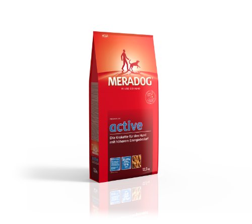MERADOG Premium Active Trockenfutter I Kroketten für ausgewachsene Hunde mit erhöhter Aktivität I 12,5 Kg