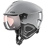 uvex instinct visor pro v - robuster Skihelm für Damen und Herren - selbsttönend - optimierte Belüftung - rhino - 53-56 cm