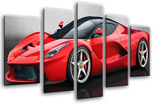 Wandbild - Sportwagen, roter Ferrari, 165 x 62 cm, Holzdruck - XXL Format - Kunstdruck, ref.26436