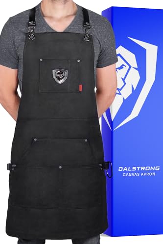 DALSTRONG Professionelle Kochschürze - mit 5 Taschen & Handtuchhalter - wasserabweisend - Details aus echtem Leder - verstellbare Gurte