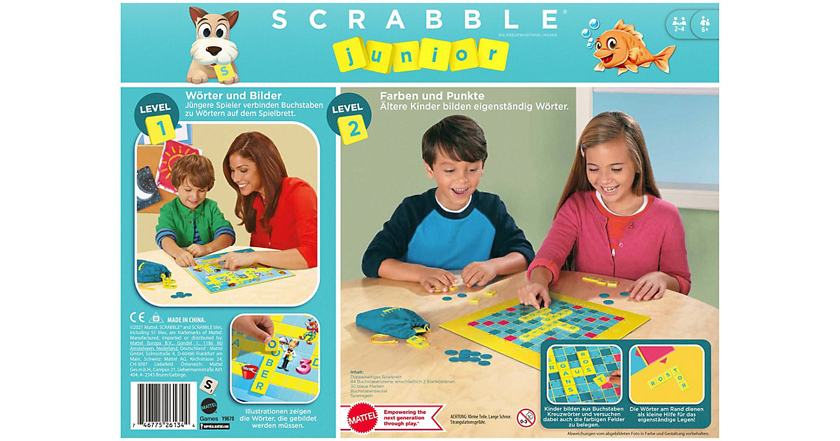 Mattel Games Scrabble Junior, Kinderspiel, Lernspiel, Brettspiel, Familienspiel 3