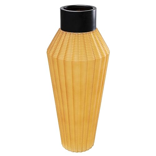 Kare Design Vase Barfly Amber Matt, gelb/schwarz, Blumenvase, Dekorationsvase, Gefäß für Blumen, Tischvase, 43cm
