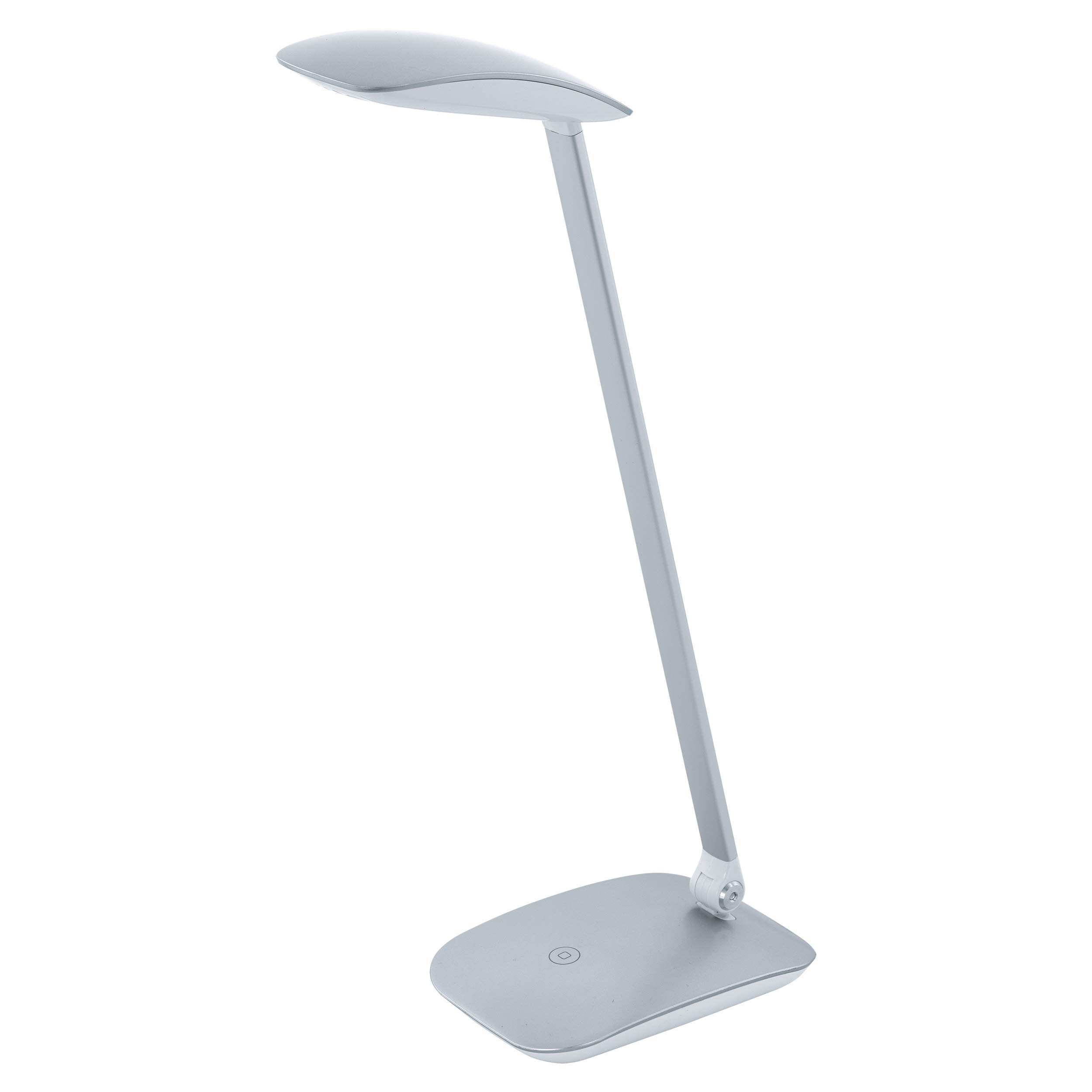 EGLO LED Tischlampe Cajero, 1 flammige Tischleuchte mit Touch, dimmbar, USB Lampe, Schreibtischlampe, Minimalismus aus hochwertigem Kunststoff, Bürolampe in Silber
