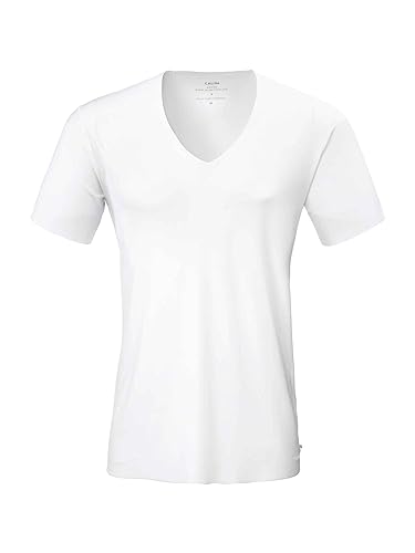 CALIDA Herren Unterhemd Clean Line, weiß aus Tencel, Modal und Elastan, mit V-Ausschnitt, Größe: 50
