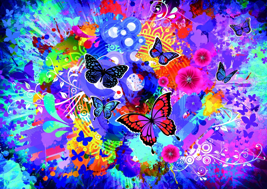 Grafika Bunte Blumen und Schmetterlinge 2000 Teile Puzzle Grafika-T-00742