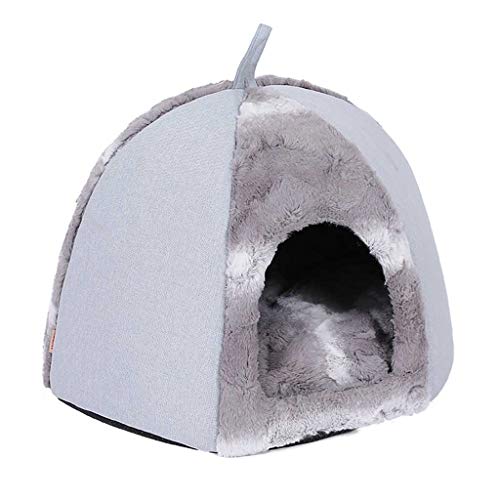 Yowablo Haustier Hund Katze Zelt Haus Zwinger Winter Warmes Nest Weiche Faltbare Schlafmatte Pad (50 * 50 * 34cm,Grau)