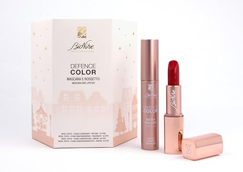 BioNike Geschenkset für Damen Defence Color – Creamy Velvet Lippenstift Ultra Comfort Nr. 110 Rouge 3,5 ml und Mascara Extra Volume Schwarz, 11 ml