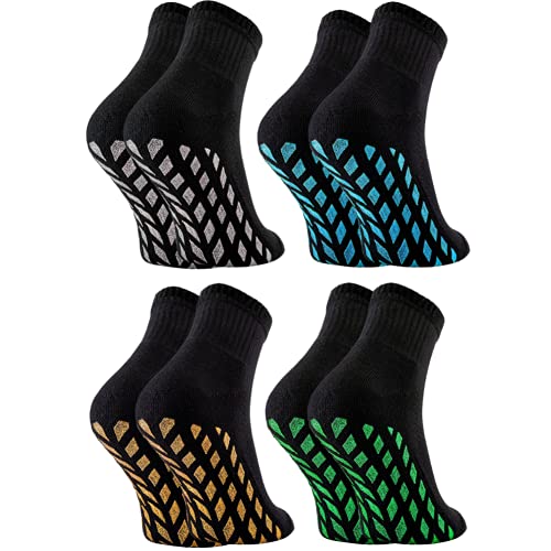 Rainbow Socks - Mädchen Neon Sneaker Sport Brokaten Stoppersocken - 2 Paar - Schwarz+Silber Blau Golden Grün ABS - Größen 30-35
