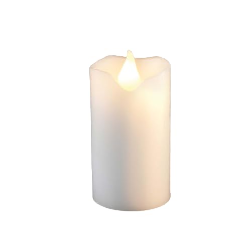 hellum 4er Set LED Wachskerze, Ø 5cm x 9,5cm hoch, 4 LED Kerzen weiß mit flackernde Flamme, Kerzen mit Batterien (2xAA pro Kerze nicht inkl), Weihnachtsbeleuchtung LED Deko, Echtwachs LED Kerze 150803