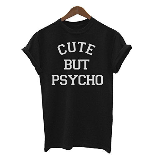 Einhorn T-Shirts Baumwolle Kurzarm Sommer T-Shirts für Frauen Mädchen Damen T-Shirts (S, Cute BUT Psycho)