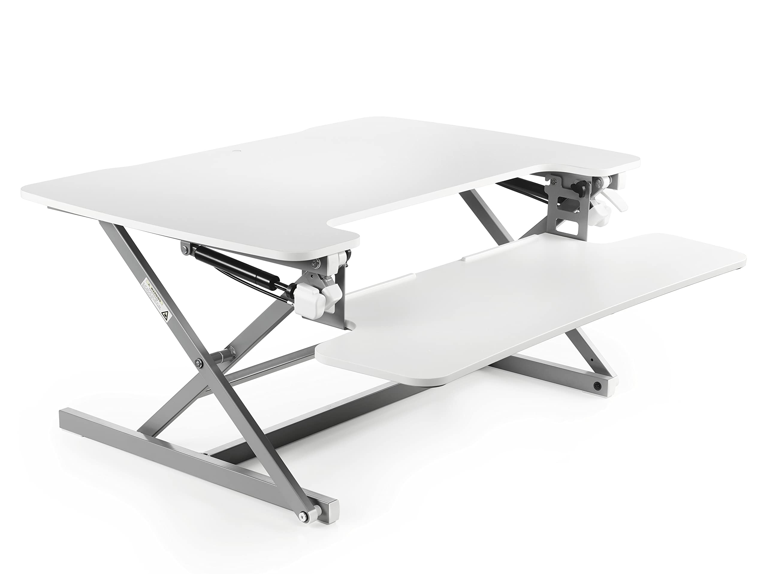 Vantage Flexdesk höhenverstellbarer Schreibtischaufsatz (Tischmaße 89 x 59 cm, 14-50 cm Höhe, bis 15 kg belastbar) grau