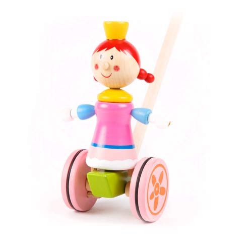 Brink Holzspielzeug Schiebefigur Prinzessin Schiebetier auf Rädern Kleinkind Schiebe Laufrad mit Laufstock