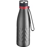 Westmark Isolier-/Thermo-Trinkflasche, hält 8 Std. warm/kalt, kohlensäurefest, 550 ml, Rostfreier Edelstahl/Silikon/Kunststoff, BPA-frei, Viva, Anthrazit/Rot, 5282226A