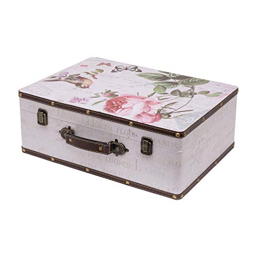 HMF 6432-144 Vintage Koffer aus Holz | 44 x 32 x 16 cm | Groß | Deko Rose
