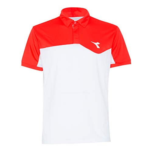 Diadora Herren, Court Polo Weiß, Rot, L Oberbekleidung, L