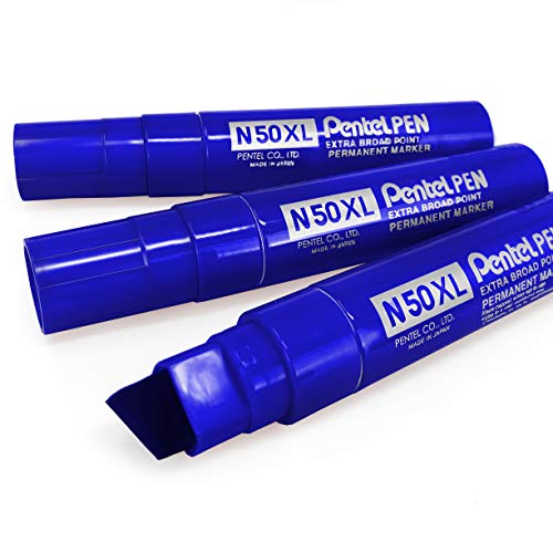 Pentel N50 X L Extra Groß Breit Permanent Marker – Keilspitze – Pack von 3 – Blau