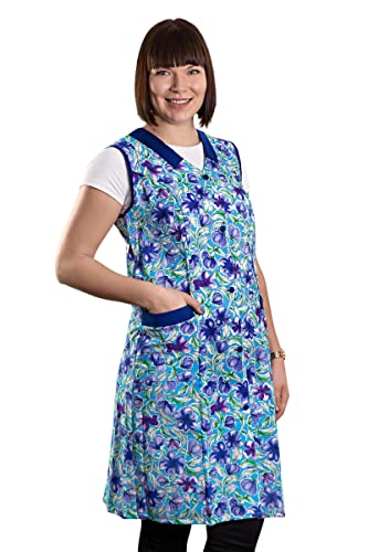 Damenkittel Kittel Schürze Hauskleid ohne Arm Baumwolle bunt, Farbe:Dessin 2, Größe:56
