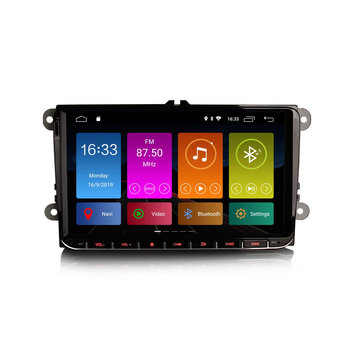 ERISIN 9 Zoll Android 10.0 Autoradio für VW Passat Golf Tiguan Caddy EOS Skoda mit GPS-Navi Unterstützt Bluetooth WiFi 4G DAB + RDS Mirror- Link TPMS Eingebauter CarPlay DSP-Verstärker