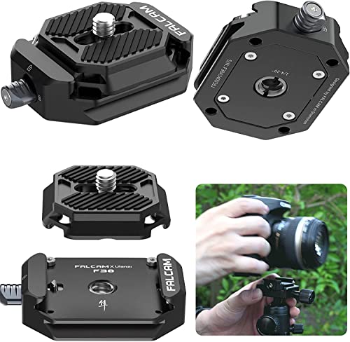 Falcam F38 Kamera-Schnellwechselplatte mit 0,64 cm bis 0,95 cm Schraubgewinde, Schnellwechselsystem QR-Platte Kamerastativ-Adapter für Sony Canon Einbeinstativ DSLR Stabilisator Slider DJI Switch