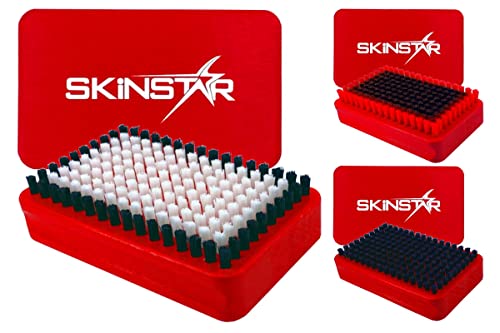 SkinStar 3er Set Ski Belagsbürsten BaseBrush Nylon, Rooshaar u. Kufper/Bronze rot