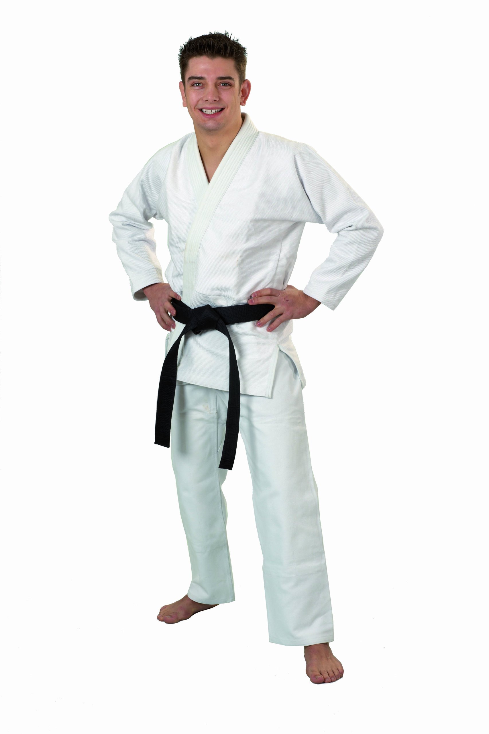 Ju-Sports Ju-Jutsu Anzug Pearl Pure Weiß A5 I Edler Jujutsu Anzug für Erwachsene I Klassisch schmaler BJJ Gi Herren I Doppelt verstärkter Brust- & Schulterbereich I 100% Baumwolle