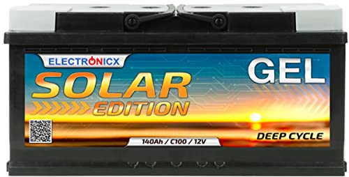 Solarbatterie 12v 140Ah GEL Batterie Electronicx Solar Edition Solarbatterie 12v Akku 12v Solar Batterien Versorgungsbatterie 12v gel Wohnwagen Batterie Wohnmobil Gelbatterie 12v 140ah Solar akku 12v