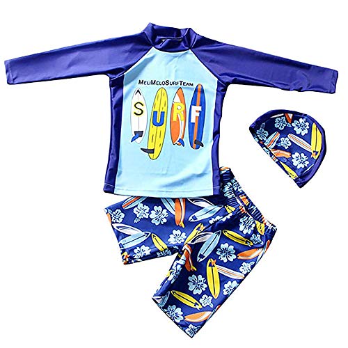 Lazzon Kinder Badebekleidung Langärmliges Badeanzug 2er Set Badeshirt Badeshorts UV-Schutz 50+ Bademode Schwimmanzug für Jungen Mädchen