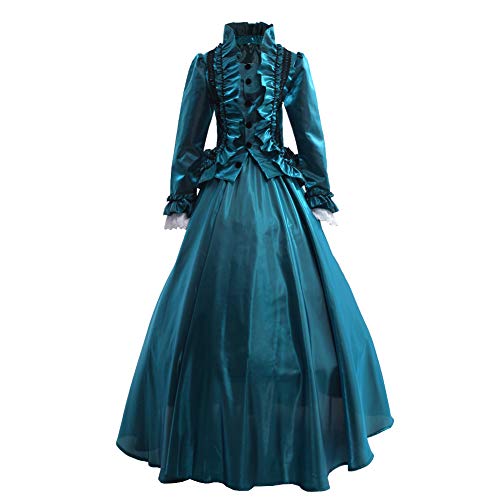 GRACEART Damen Gothic Viktorianisches Kleid Renaissance Maxi Kostüm (S, Grün)