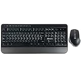 NGS Spell KIT - kabelloses Tastatur- und Maus-Set, 800/1600/2400dpi, Bluetooth 4.0 oder USB, Multi-Device, AZERTY Französisch, Farbe: Schwarz
